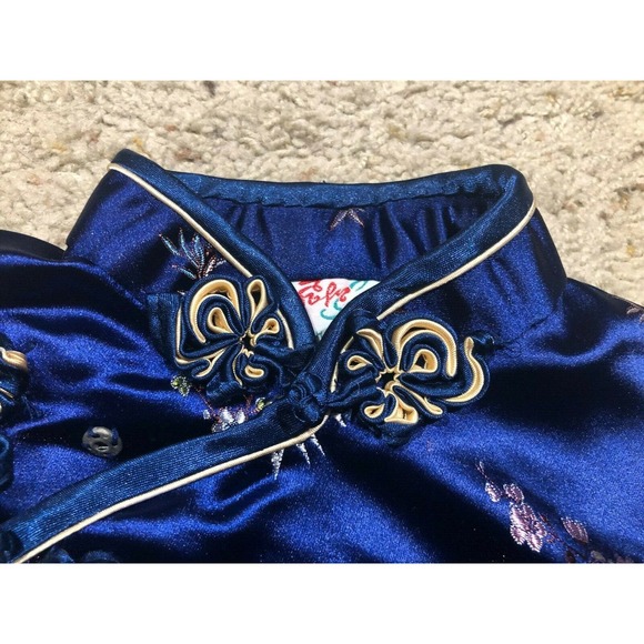 Authentic SOLZ SQUIRREL size 6 Girls Top/Pants BLUE SATIN Oriental Asian SET Z21 - Picture 6 of 12